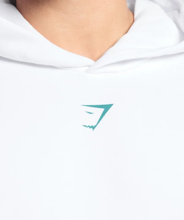 Sale Gymshark Lifting Club Hoodie White/ArtificialTeal