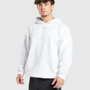 Sale Gymshark Lifting Club Hoodie White/ArtificialTeal