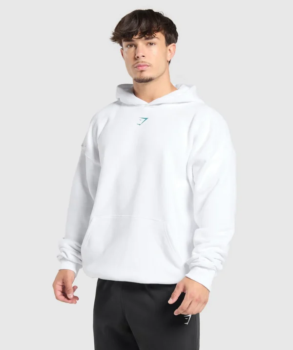 Sale Gymshark Lifting Club Hoodie White/ArtificialTeal