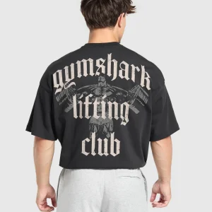 Hot Gymshark Lifting Club T-Shirt Black/LightGrey