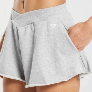 Clearance Gymshark Lifting Crossover Cotton Shorts LightGreyMarl