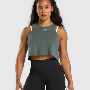 Best Gymshark Lifting Essential Cotton Crop Tank SlateTeal