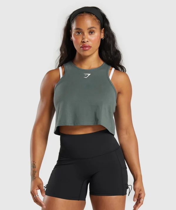 Best Gymshark Lifting Essential Cotton Crop Tank SlateTeal