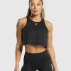 Outlet Gymshark Lifting Essential Cotton Crop Tank Black