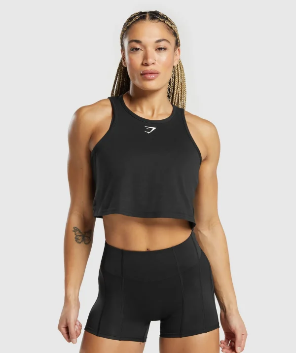 Outlet Gymshark Lifting Essential Cotton Crop Tank Black