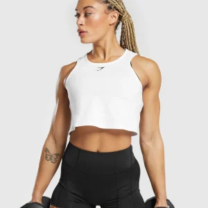 Discount Gymshark Lifting Essential Cotton Crop Tank White