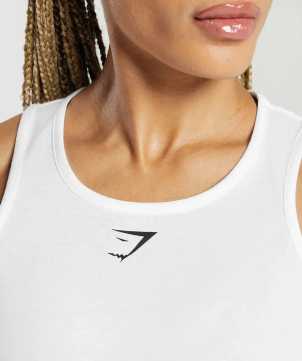 Discount Gymshark Lifting Essential Cotton Crop Tank White