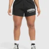 Outlet Gymshark Lifting Essentials Graphic Brushed 4' Shorts Black