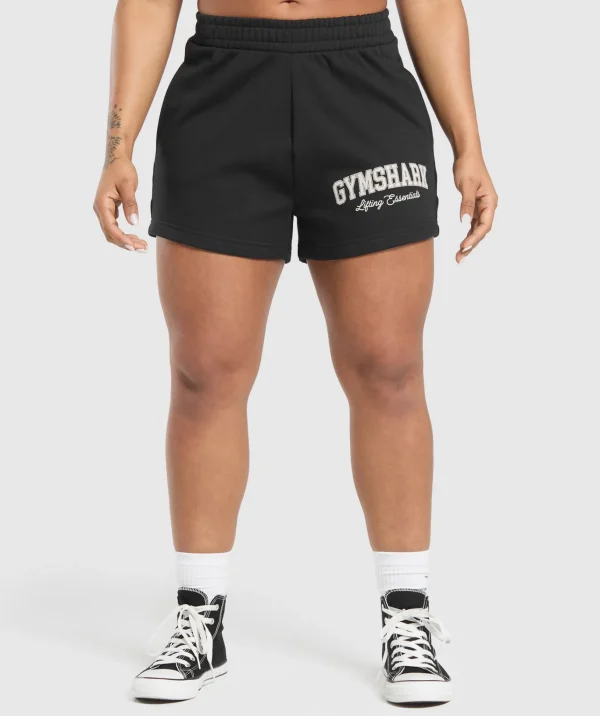 Outlet Gymshark Lifting Essentials Graphic Brushed 4' Shorts Black