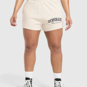 Best Gymshark Lifting Essentials Graphic Brushed 4' Shorts OatWhite