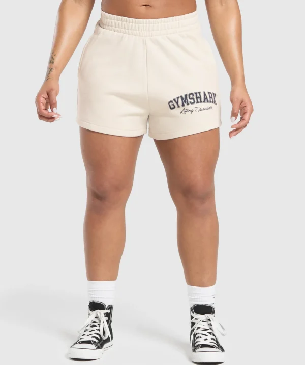 Best Gymshark Lifting Essentials Graphic Brushed 4' Shorts OatWhite