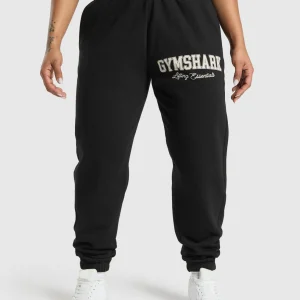 Fashion Gymshark Lifting Essentials Graphic Brushed Oversized Joggers Black