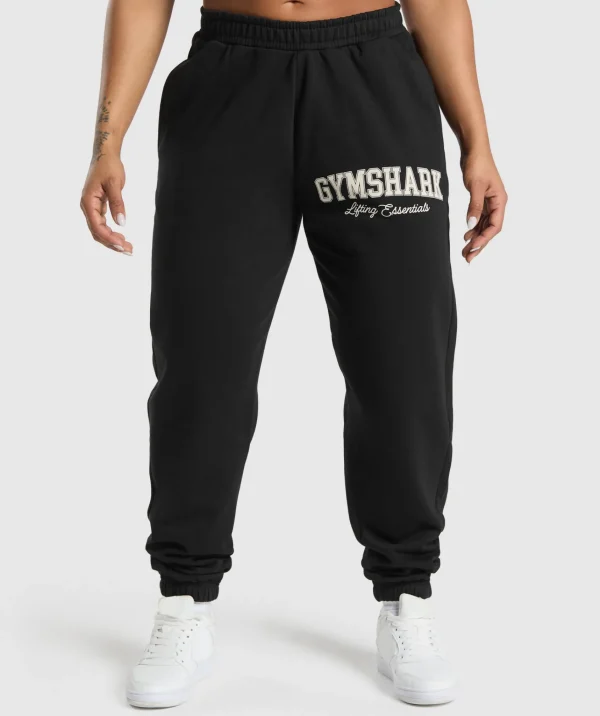 Fashion Gymshark Lifting Essentials Graphic Brushed Oversized Joggers Black