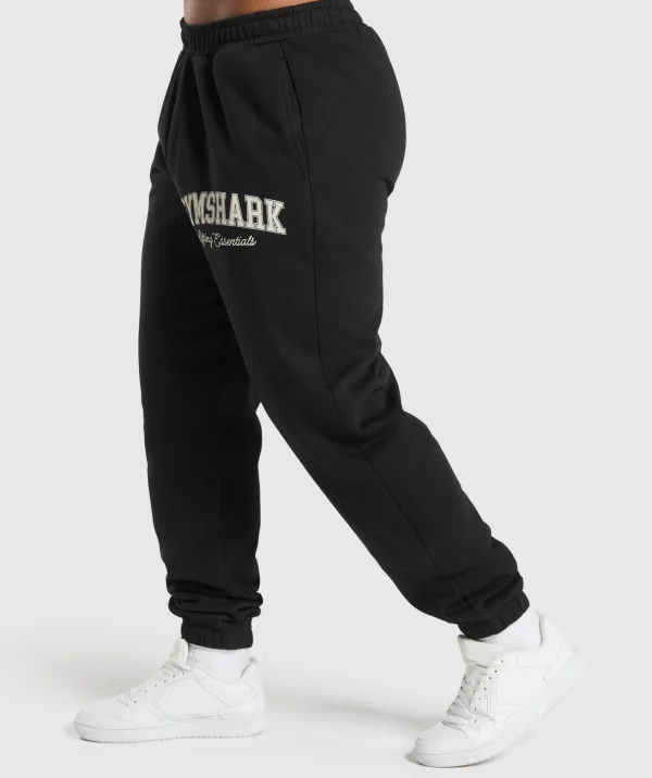 Fashion Gymshark Lifting Essentials Graphic Brushed Oversized Joggers Black