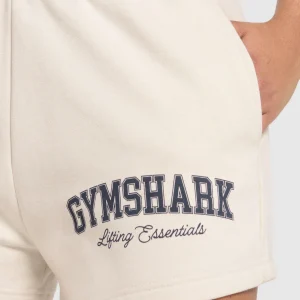 Best Gymshark Lifting Essentials Graphic Brushed 4' Shorts OatWhite