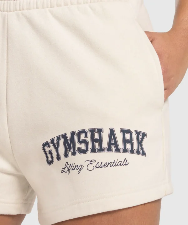 Best Gymshark Lifting Essentials Graphic Brushed 4' Shorts OatWhite