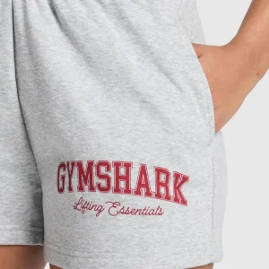 Discount Gymshark Lifting Essentials Graphic Brushed 4' Shorts LightGreyCoreMarl