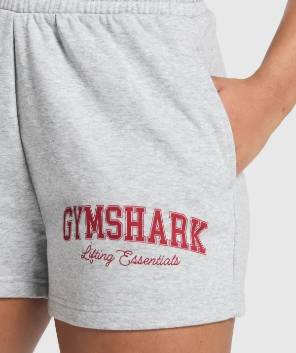 Discount Gymshark Lifting Essentials Graphic Brushed 4' Shorts LightGreyCoreMarl