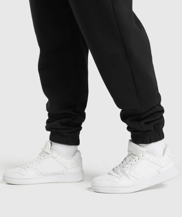 Fashion Gymshark Lifting Essentials Graphic Brushed Oversized Joggers Black