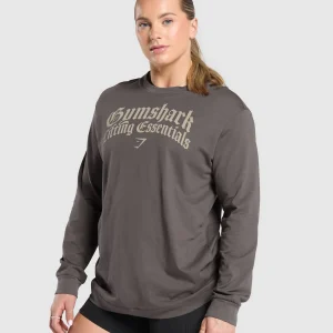 Online Gymshark Lifting Essentials Long Sleeve Top GreyedPurple