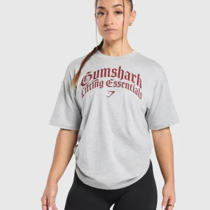 Best Gymshark Lifting Essentials Oversized T-Shirt LightGreyCoreMarl