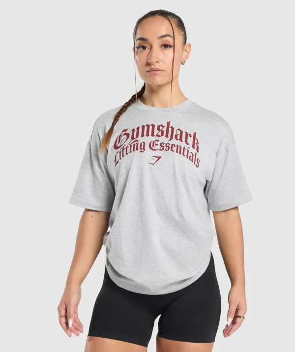 Best Gymshark Lifting Essentials Oversized T-Shirt LightGreyCoreMarl