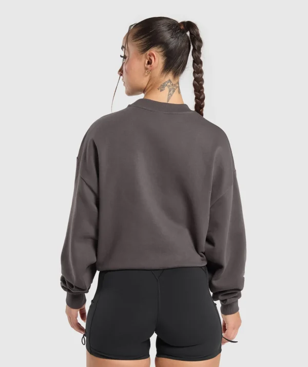 Hot Gymshark Lifting Essentials Oversized Sweatshirt GreyedPurple