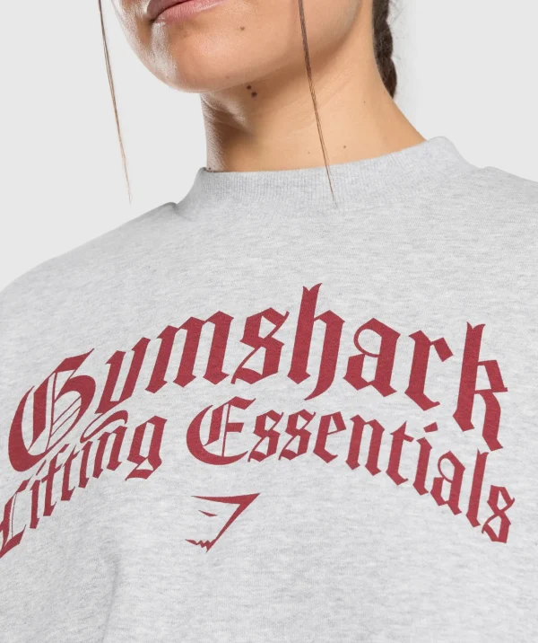 Online Gymshark Lifting Essentials Oversized Sweatshirt LightGreyCoreMarl