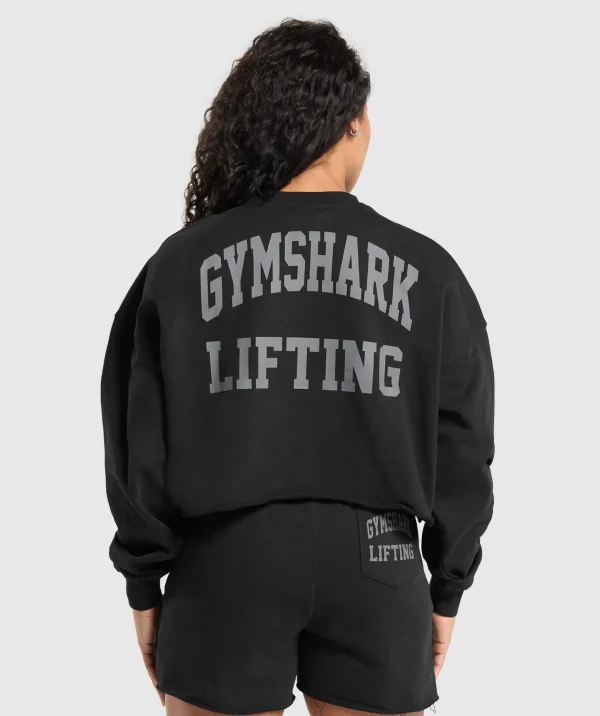 Clearance Gymshark Lifting Graphic Midi Sweatshirt Black