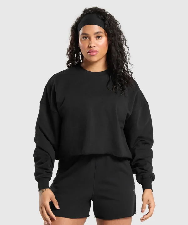 Clearance Gymshark Lifting Graphic Midi Sweatshirt Black