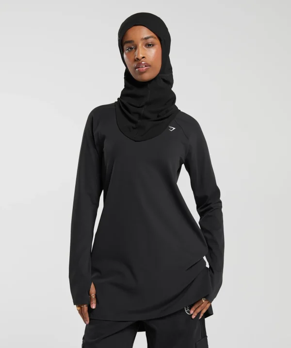 Sale Gymshark Long Line Long Sleeve Top Black