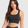 Hot Gymshark Longline Sports Bra Black