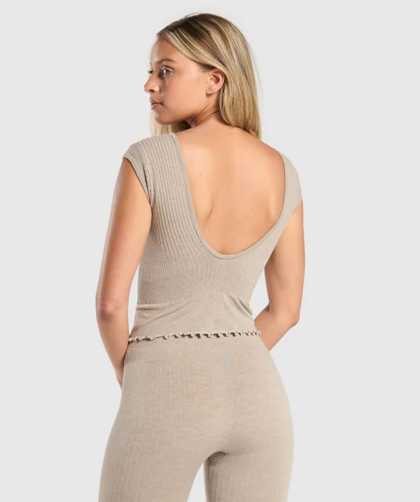 Sale Gymshark Luxe Seamless Crop Top PebbleBrownMarl