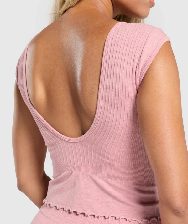 New Gymshark Luxe Seamless Crop Top CosyPinkMarl