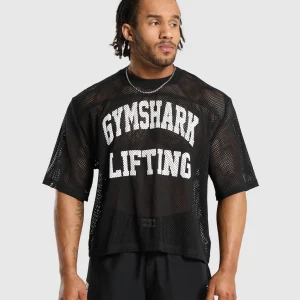 Clearance Gymshark Mesh Oversized T-Shirt Black