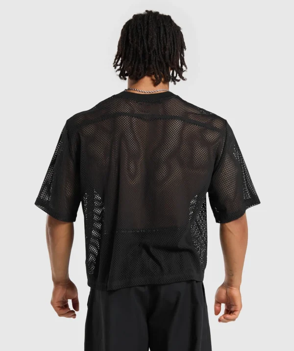 Clearance Gymshark Mesh Oversized T-Shirt Black