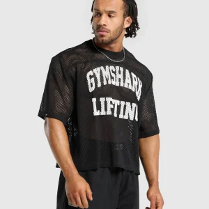 Clearance Gymshark Mesh Oversized T-Shirt Black