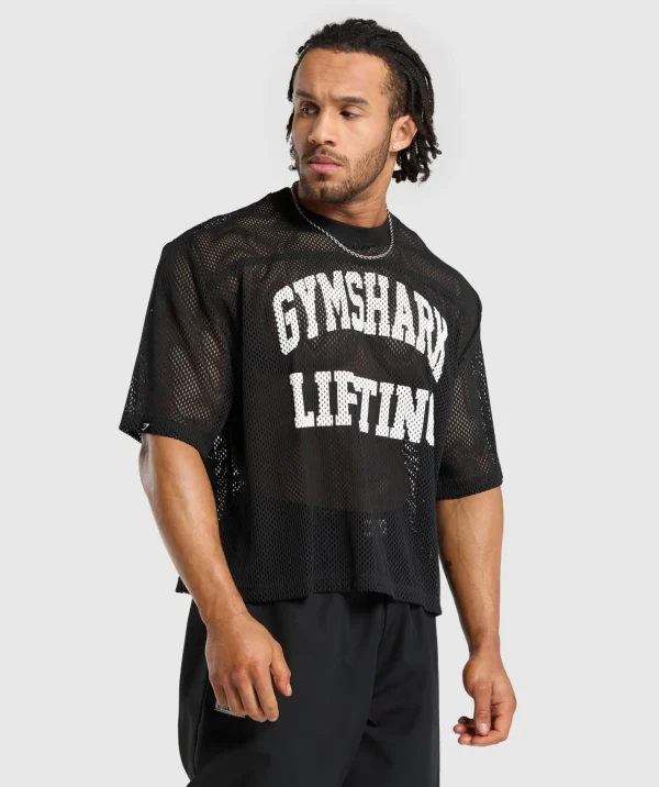 Clearance Gymshark Mesh Oversized T-Shirt Black