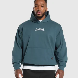 Discount Gymshark Metal Lifting Graphic Hoodie CargoBlue