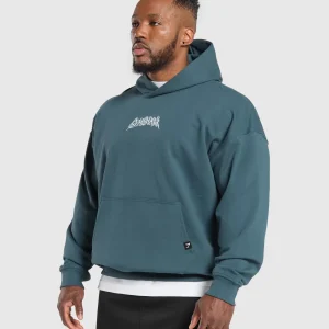 Discount Gymshark Metal Lifting Graphic Hoodie CargoBlue