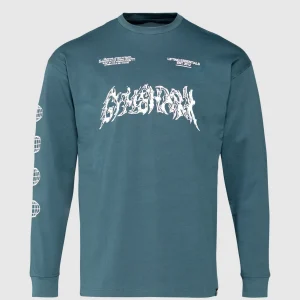 Discount Gymshark Metal Lifting Graphic Long Sleeve T-Shirt CargoBlue