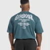 Online Gymshark Metal Lifting Graphic T-Shirt CargoBlue