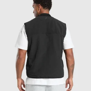 Outlet Gymshark Micro Fleece Gilet Black