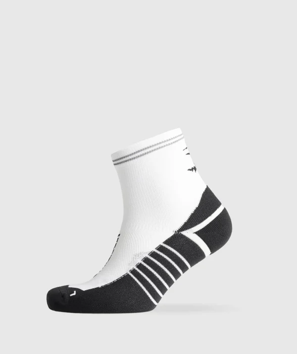 Outlet Gymshark Mid Running Socks White/Black