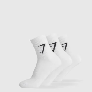 Outlet Gymshark Midi 3pk Socks White