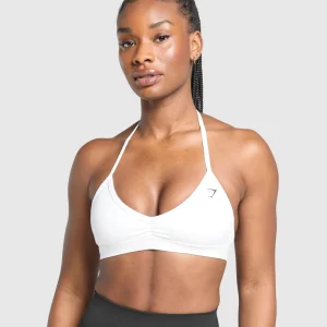 Fashion Gymshark Minimal Halterneck Sports Bra White