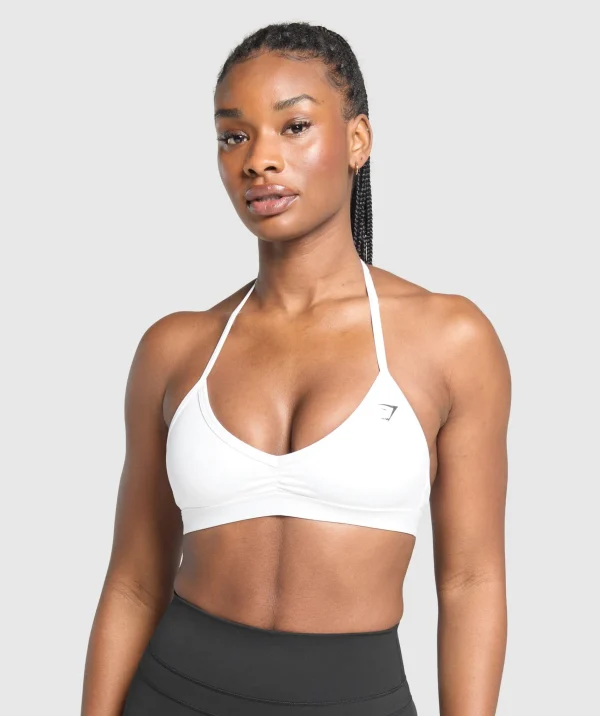 Fashion Gymshark Minimal Halterneck Sports Bra White