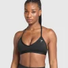 Clearance Gymshark Minimal Halterneck Sports Bra Black