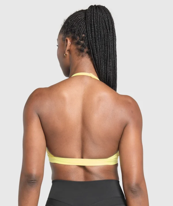 Sale Gymshark Minimal Halterneck Sports Bra RefreshYellow