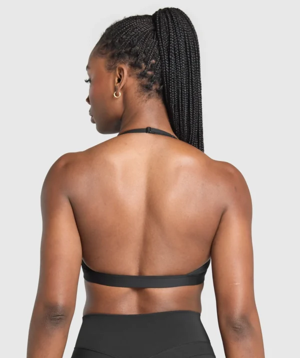 Clearance Gymshark Minimal Halterneck Sports Bra Black